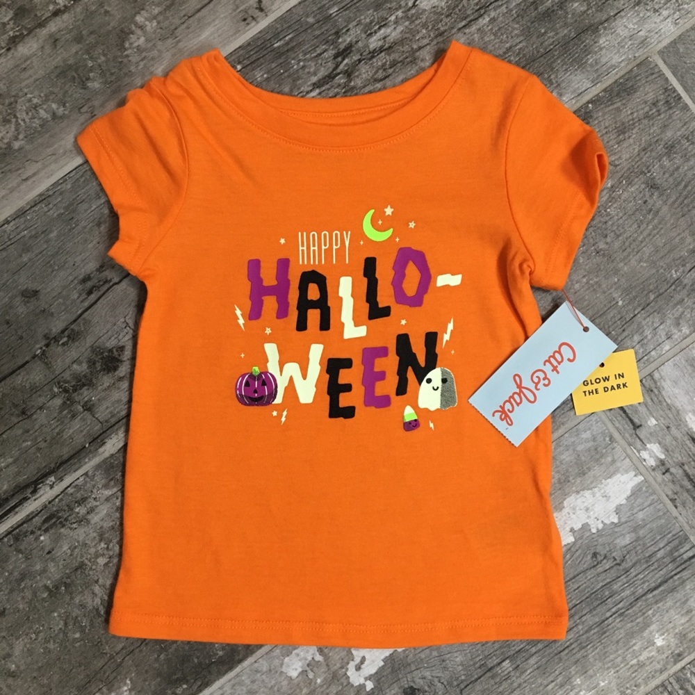 NWT girl’s glow in dark Halloween shirt, 12 months